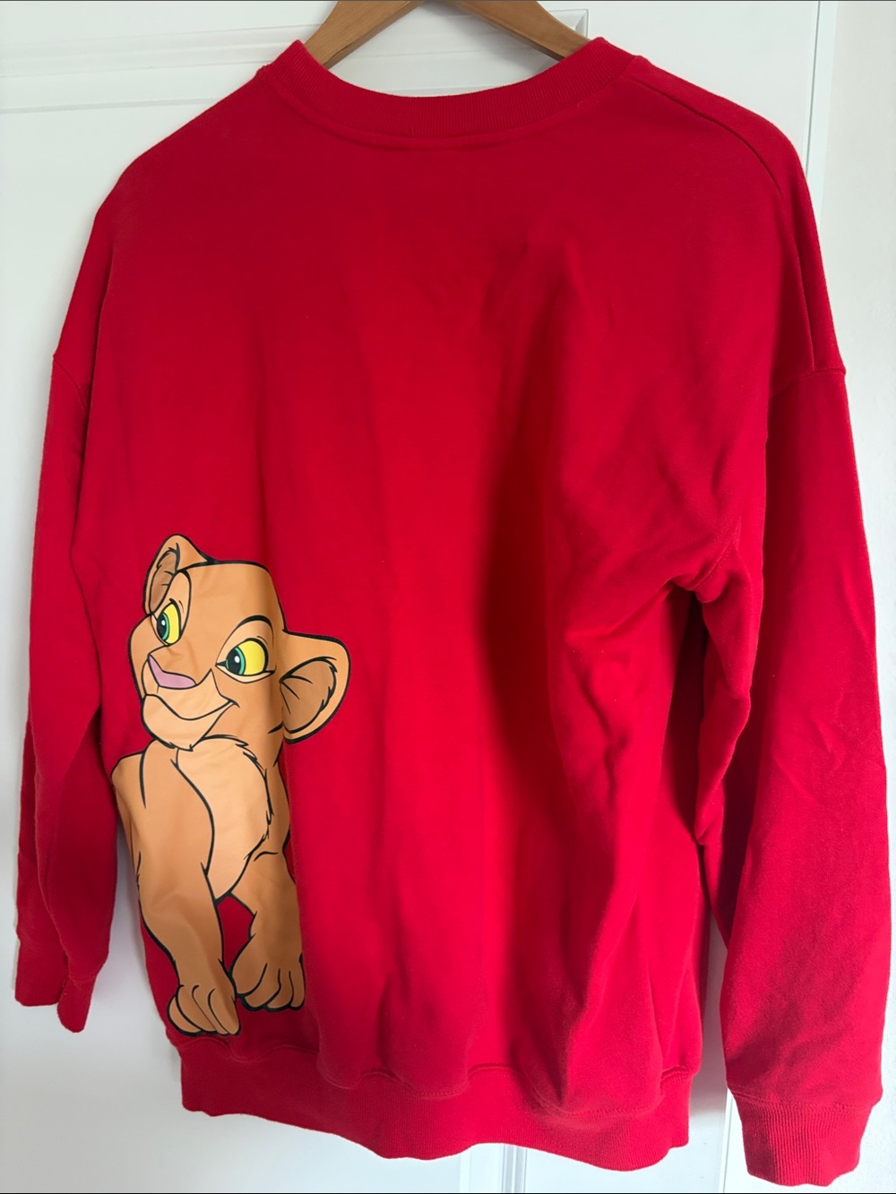 Disney Red Crewneck Sweater with Yellow Simba Graphic - Picture 2 of 2